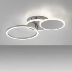 LED Deckenleuchte silber rund schlicht warmweiß Licht