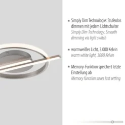 LED Deckenleuchte silber Simply Dimm Technik Memoryfunktion