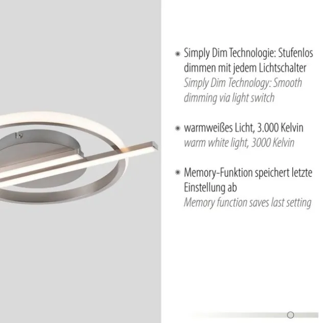 LED Deckenleuchte silber Simply Dimm Technik Memoryfunktion