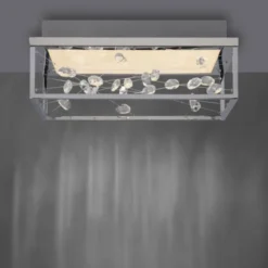 LED Deckenleuchte SKINA, chrom, quadratisch dimmbar, Funk-Fernbedienung