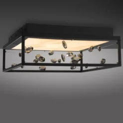 LED Deckenleuchte SKINA, schwarz, quadratisch, dimmbar, Funk-Fernbedienung, Memory