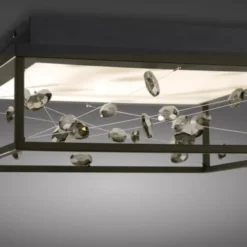 LED Deckenleuchte SKINA, schwarz, quadratisch, dimmbar, Funk-Fernbedienung, Memory