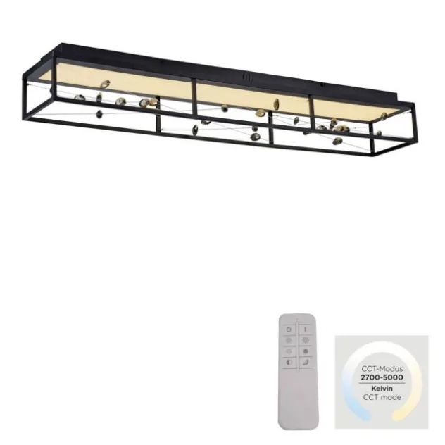 LED Deckenleuchte SKINA, schwarz, dimmbar, Funk-Fernbedienung,, Memoryfunktion