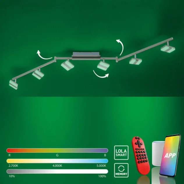LED-Deckenleuchte, Smart Home, LOLAsmart, CCT, RGB, dimmbar, Fernbedienung, 6-flammig