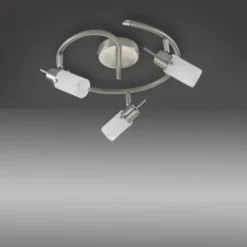 LED-Deckenleuchte, Stahl, blendfrei, satiniertes Glas, Ø 39cm, Strahler