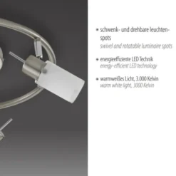 LED-Deckenleuchte, Stahl, blendfrei, satiniertes Glas, Ø 39cm, Strahler