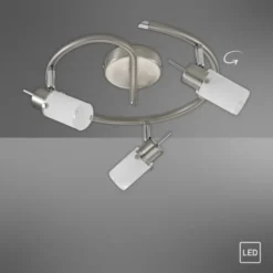 LED-Deckenleuchte, Stahl, blendfrei, satiniertes Glas, Ø 39cm, Strahler