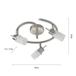 LED-Deckenleuchte, Stahl, blendfrei, satiniertes Glas, Ø 39cm, Strahler