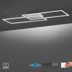 LED Deckenleuchte, stahlfaben, inkl. Dimmfunktion, Memory Funktion, modern