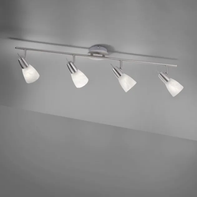 LED-Deckenleuchte, stahlfarben, warmweiße Lichtfarbe, 4 flammig, modern