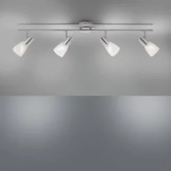 LED-Deckenleuchte, stahlfarben, warmweiße Lichtfarbe, 4 flammig, modern