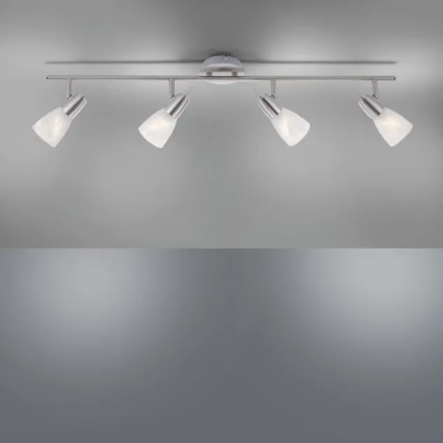 LED-Deckenleuchte, stahlfarben, warmweiße Lichtfarbe, 4 flammig, modern
