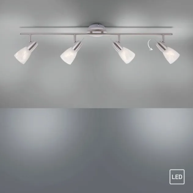 LED-Deckenleuchte, stahlfarben, warmweiße Lichtfarbe, 4 flammig, modern