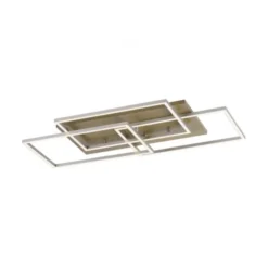 LED-Deckenleuchte, stahlfarben, Holzdekor, 72x40cm, CCT