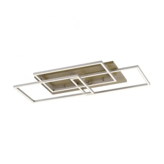 LED-Deckenleuchte, stahlfarben, Holzdekor, 72x40cm, CCT