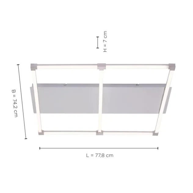 LED Deckenleuchte, stahlfarben, quadratisch, modern, 78x74cm