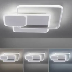 LED Deckenleuchte, stahlfarben, modern, Lichtfarbensteuerung, dimmbar