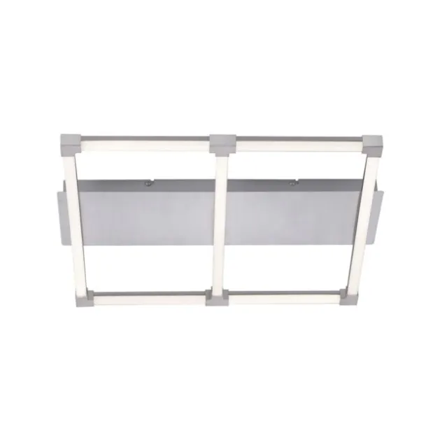 LED Deckenleuchte, stahlfarben, quadratisch, modern, 58x54cm, warmweiß