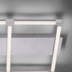 LED Deckenleuchte, stahlfarben, quadratisch, modern, 58x54cm, warmweiß