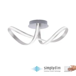 LED Deckenleuchte, stahlfarben, geschwungenes Design, inkl. Dimmfunktion