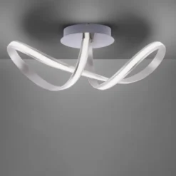 LED Deckenleuchte, stahlfarben, geschwungenes Design, inkl. Dimmfunktion