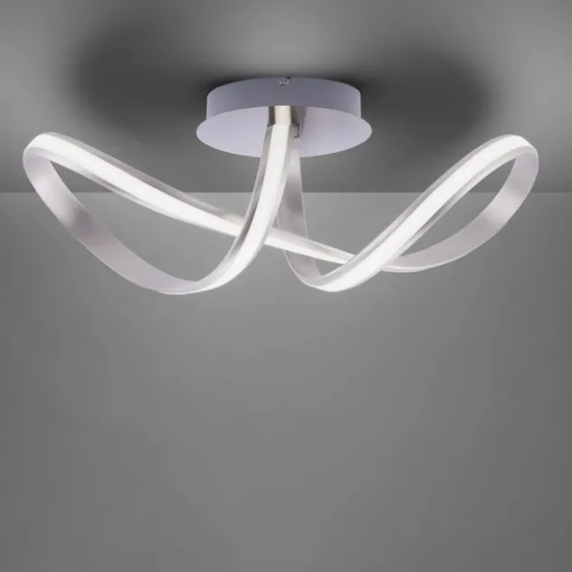 LED Deckenleuchte, stahlfarben, geschwungenes Design, inkl. Dimmfunktion