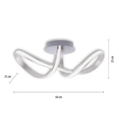 LED Deckenleuchte, stahlfarben, geschwungenes Design, inkl. Dimmfunktion