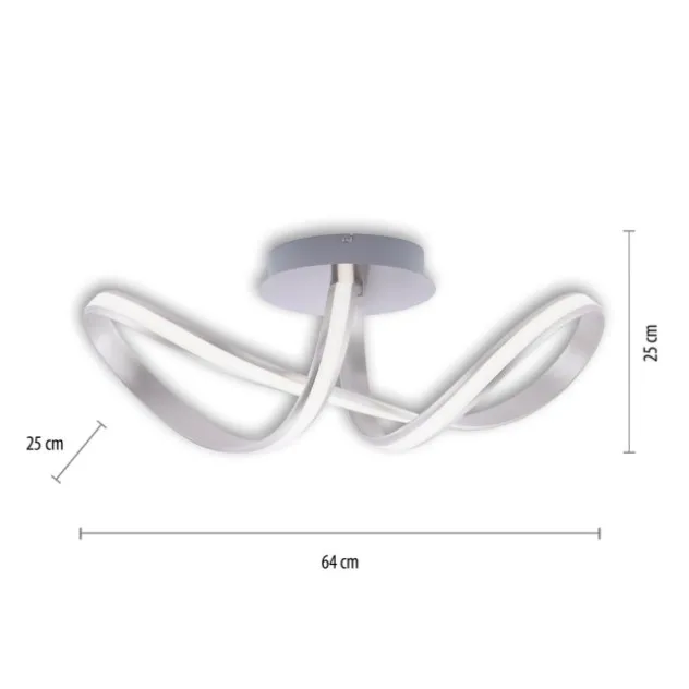 LED Deckenleuchte, stahlfarben, geschwungenes Design, inkl. Dimmfunktion