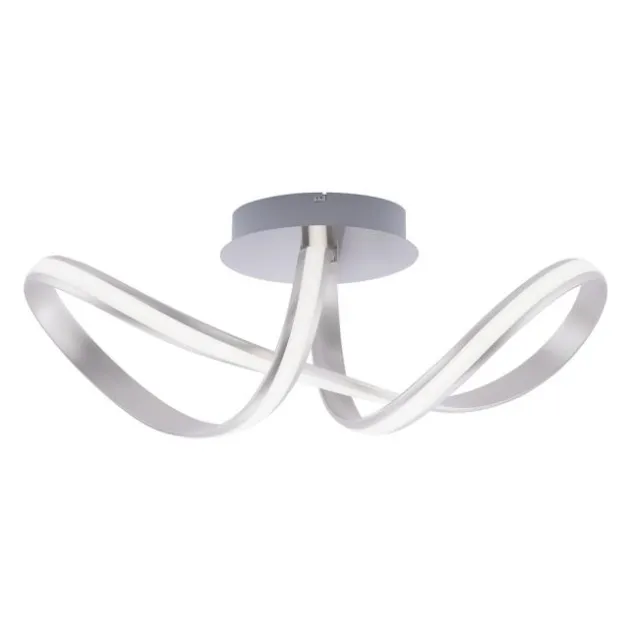 LED Deckenleuchte, stahlfarben, geschwungenes Design, inkl. Dimmfunktion