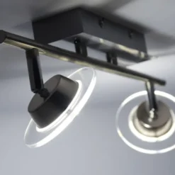 LED-Deckenleuchte, stahlfarben, 2-flammig, modern, dimmbar, Fernbedienung
