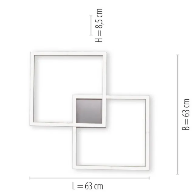 LED Deckenleuchte stahlfarben, quadratisch, Smart Home fähig, dimmbar, Fernbedienung