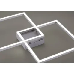 LED Deckenleuchte stahlfarben, quadratisch, Smart Home fähig, dimmbar, Fernbedienung