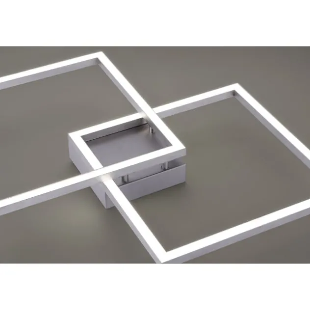 LED Deckenleuchte stahlfarben, quadratisch, Smart Home fähig, dimmbar, Fernbedienung