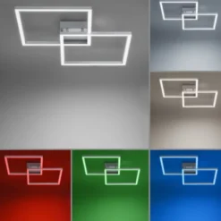 LED Deckenleuchte stahlfarben, quadratisch, Smart Home fähig, dimmbar, Fernbedienung