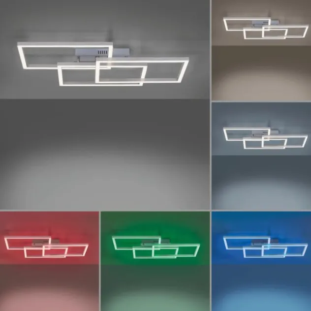 LED Deckenleuchte, stahlfarben, quadratisch, Smar Home fähig