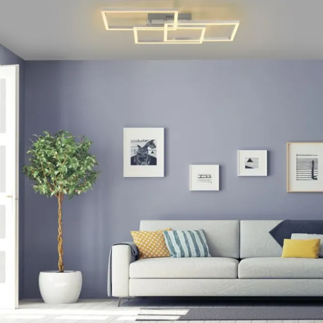 LED Deckenleuchte, stahlfarben, quadratisch, Smar Home fähig