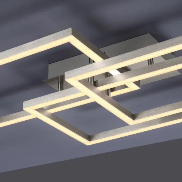 LED Deckenleuchte, stahlfarben, quadratisch, Smar Home fähig