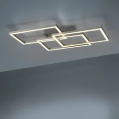 LED Deckenleuchte, stahlfarben, quadratisch, Smar Home fähig