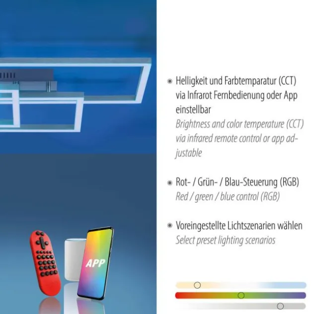LED Deckenleuchte, stahlfarben, quadratisch, Smar Home fähig