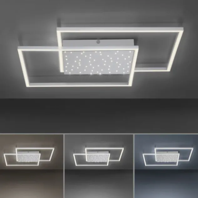LED-Deckenleuchte, stahlfarben, Fernbdienung, dimmbar, CCT