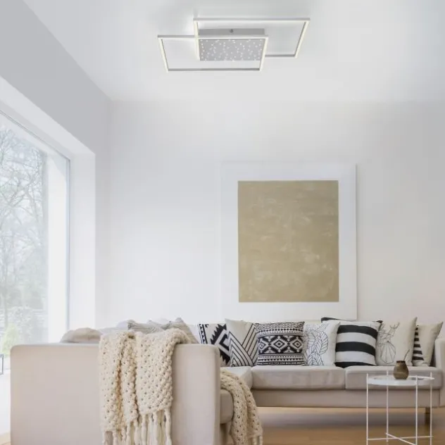 LED-Deckenleuchte, stahlfarben, Fernbdienung, dimmbar, CCT