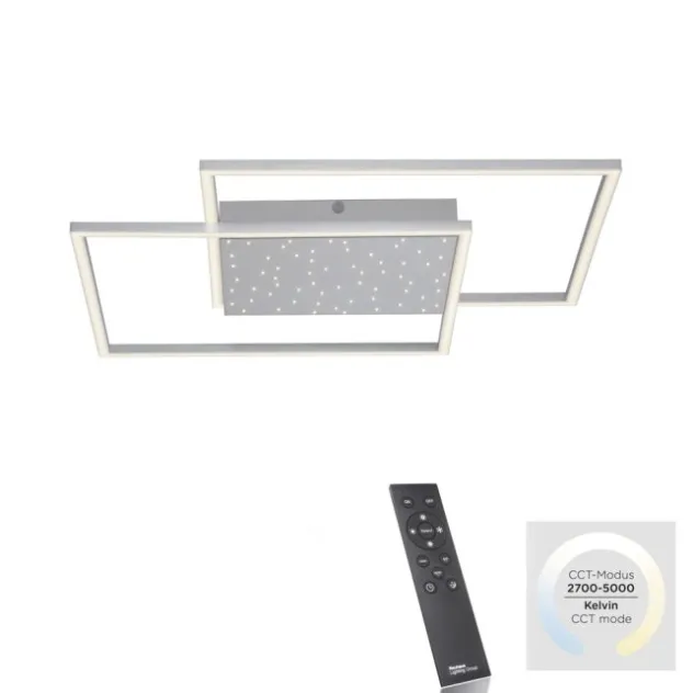 LED-Deckenleuchte, stahlfarben, Fernbdienung, dimmbar, CCT