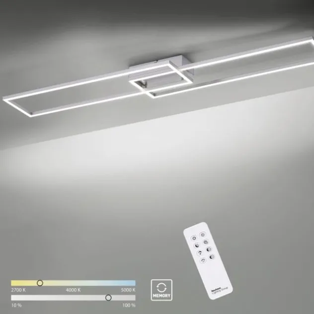LED Deckenleuchte, stahlfarben, dimmbar, CCT, modern, 110cm lang
