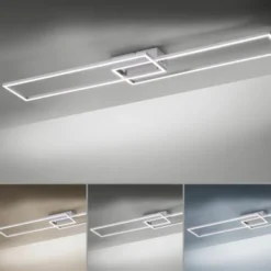LED Deckenleuchte, stahlfarben, dimmbar, CCT, modern, 110cm lang