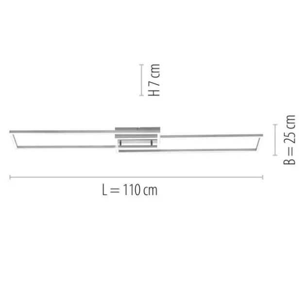 LED Deckenleuchte, stahlfarben, dimmbar, CCT, modern, 110cm lang