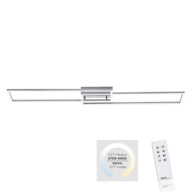 LED Deckenleuchte, stahlfarben, dimmbar, CCT, modern, 110cm lang