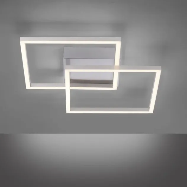 LED Deckenleuchte, stahlfarben, quadratisch, modern, energiesparend