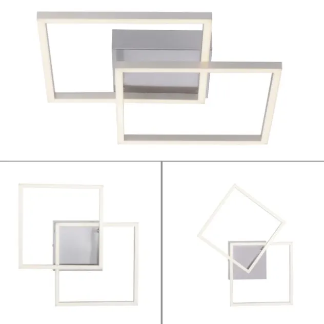 LED Deckenleuchte, stahlfarben, quadratisch, modern, energiesparend