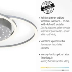 LED-Deckenleuchte, stahlfarben, Fernbdienung, dimmbar, CCT