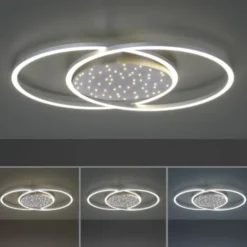 LED-Deckenleuchte, stahlfarben, Fernbdienung, dimmbar, CCT